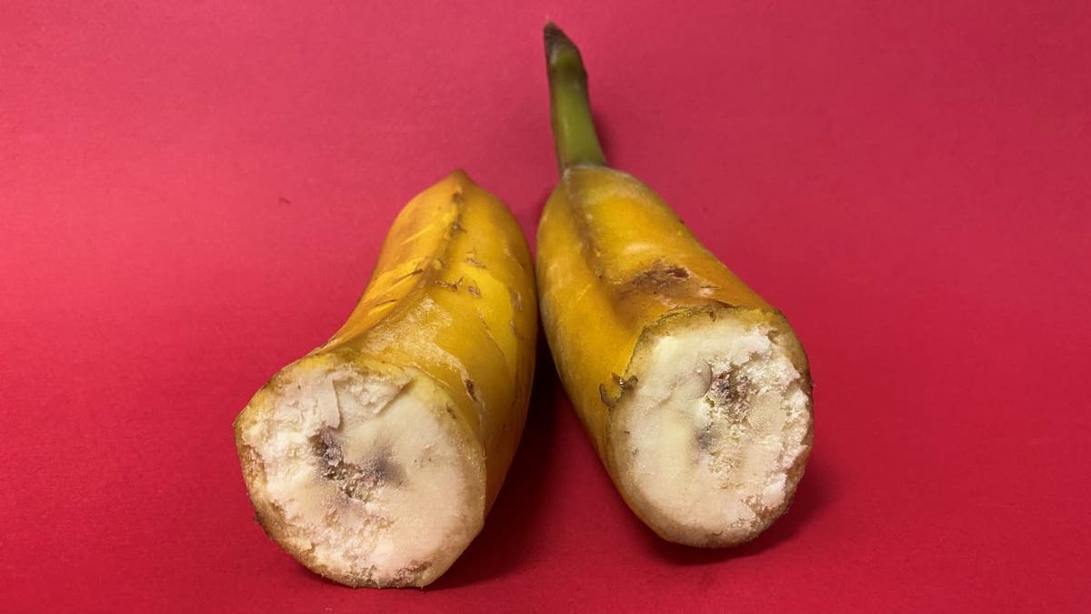 Bethany Ugarte recommends running hot water over a frozen banana to make slicing easier. She tells Fox News there are a list of benefits to freezing bananas, including longer-lasting fruit and easier smoothie prep.