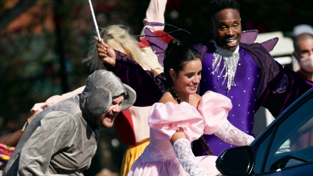 ‘Cinderella’ stars Camila Cabello, James Corden and Billy Porter seemingly stopped traffic in Los Angeles for a flash mob.