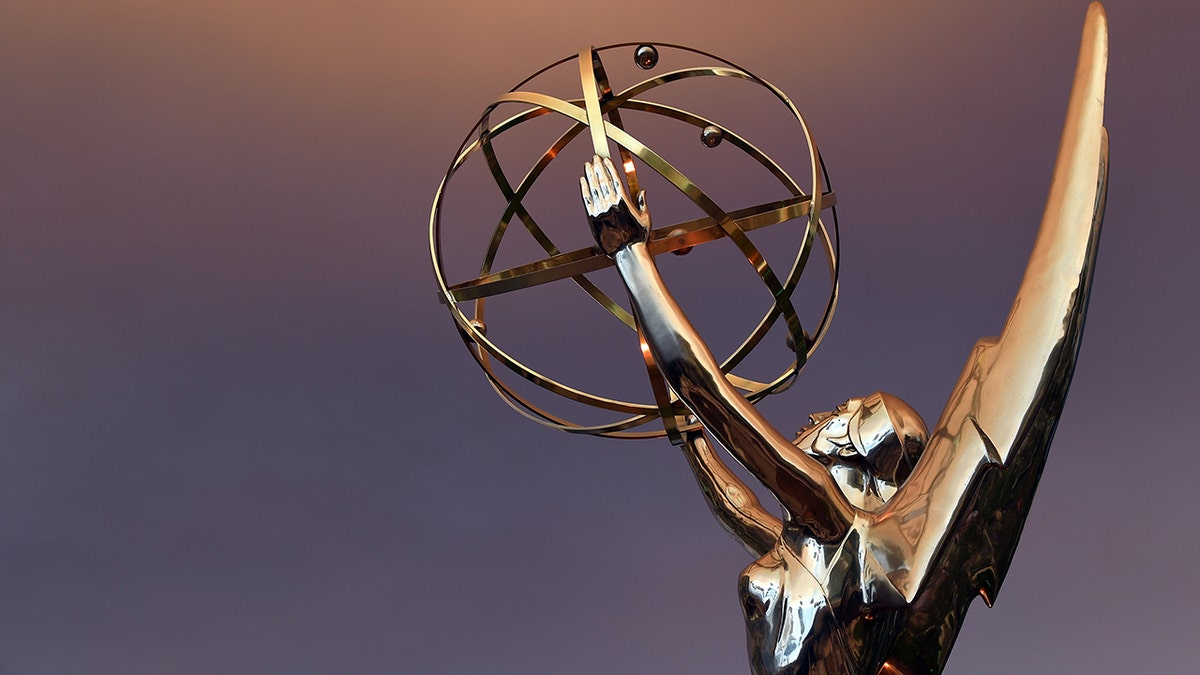 A close-up view of an Emmy Award