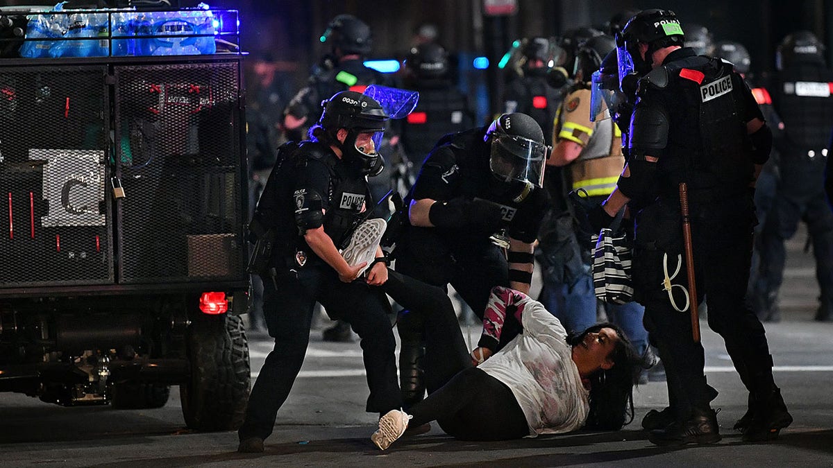 CHARLOTTE, USA - MAY 31:  Following the death of George Floyd in Minneapolis, protest in downtown Charlotte turn violent in NC, United States on May 31, 2020 (Photo by Peter Zay/Anadolu Agency via Getty Images)