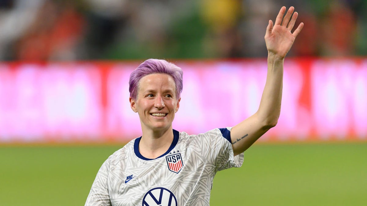 Megan Rapinoe #15 of the United States waves to the fans after a game between Nigeria and USWNT at Q2 Stadium on June 16, 2021, in Austin, Texas.