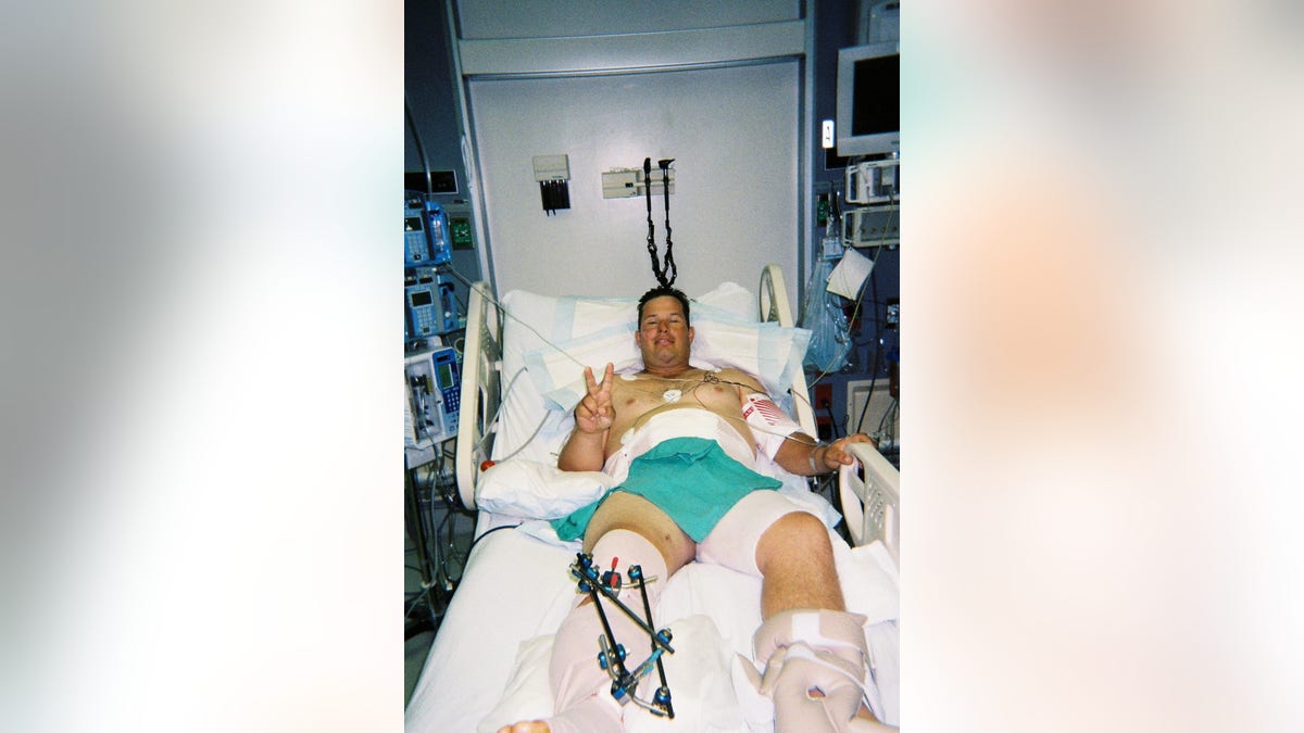 Greg Stube recovering from massive injuries suffered in Afghanistan in an undated photograph