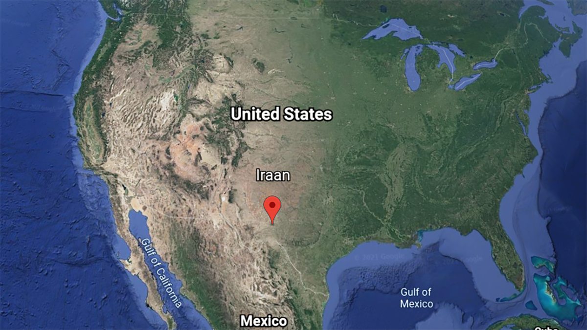 Satellite image of Iraan, Texas, which shut down due to half its citizens becoming infected with COVID-19.