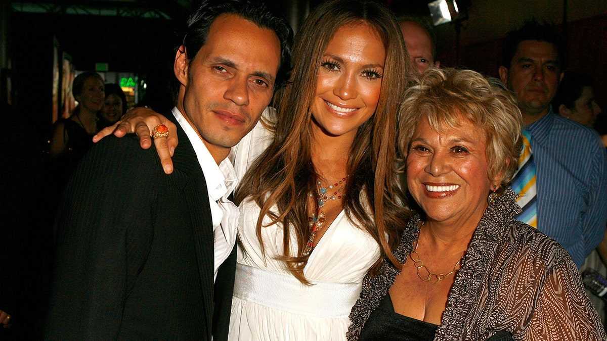 Jennifer Lopez's mom, Guadalupe Rodriguez, made a cameo in Ben Affleck's new ad for WynnBet. She is pictured here with Lopez's ex-husband, actor Marc Anthony, in 2007. 