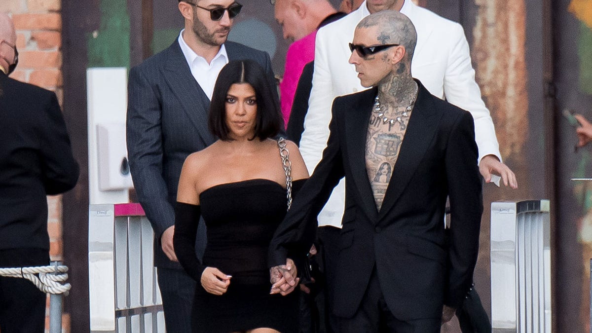 New power couple Kourtney Kardashian and Travis Barker appeared together in Venice.