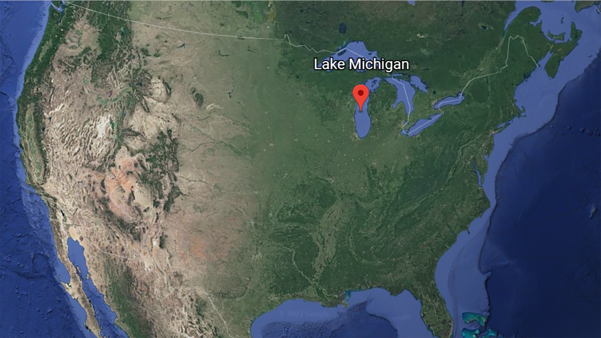 A satellite image of Lake Michigan