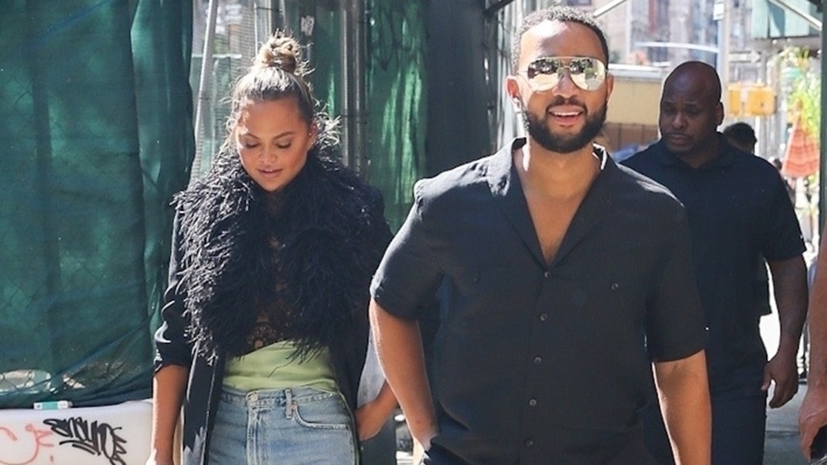 Chrissy Teigen and John Legend step out for lunch in New York City.