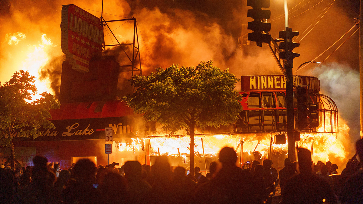 Building on fire during George Floyd riots