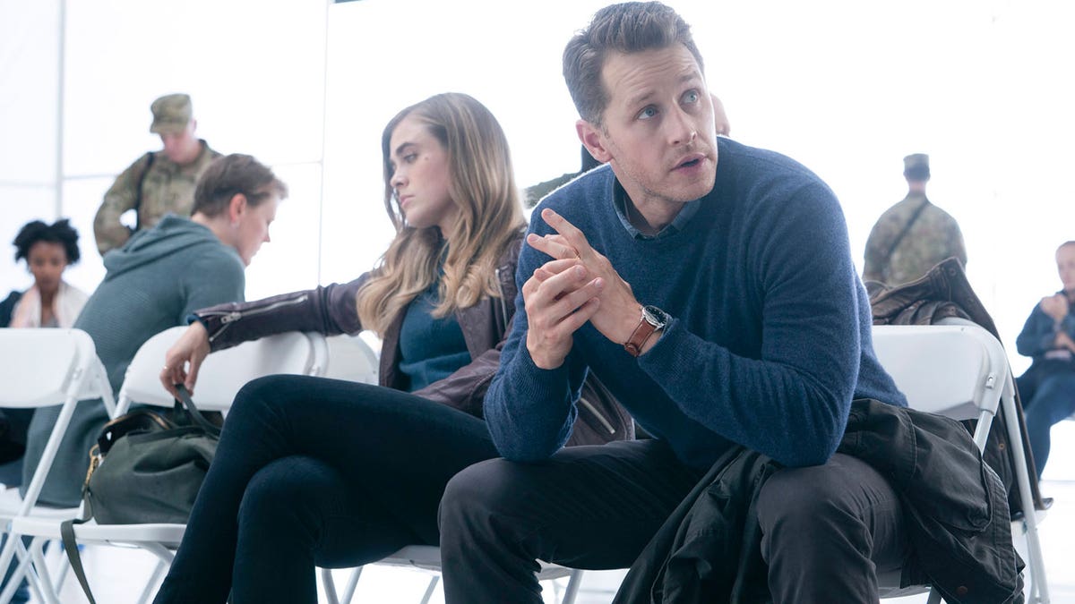 Melissa Roxburgh as Michaela Stone and Josh Dallas as Ben Stone in ‘Manifest.’ The show, formerly on NBC, was picked up for a fourth season by Netflix.