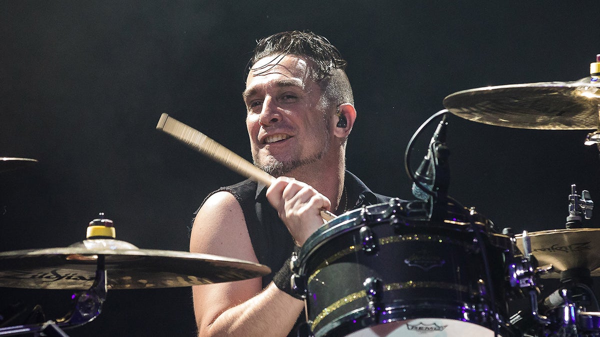 Pete Parada of The Offspring performs live on stage at Espaco das Americas on October 29, 2019 in Sao Paulo, Brazil.