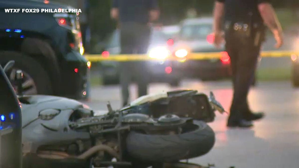 Photo shows the crime scene where a Philadelphia police officer was shot in August 2021 (WTXF FOX29)