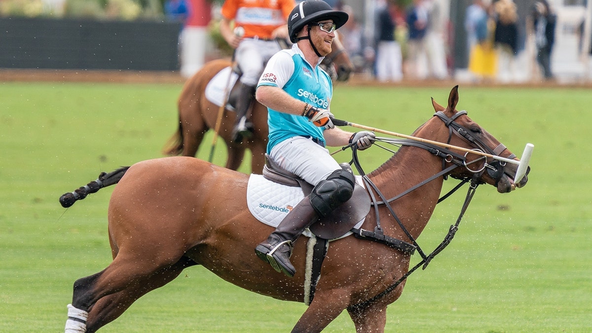 Prince Harry rode horseback at The Aspen Valley Polo Club, in Aspen, Colorado as part of a game in aid of his charity Sentebale.