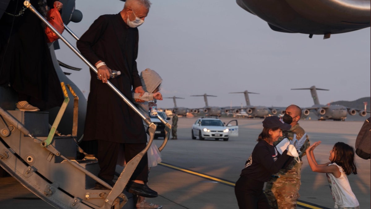 Afghan evacuees arrive at Ramstein Air Base in Germany (Department of Defense)