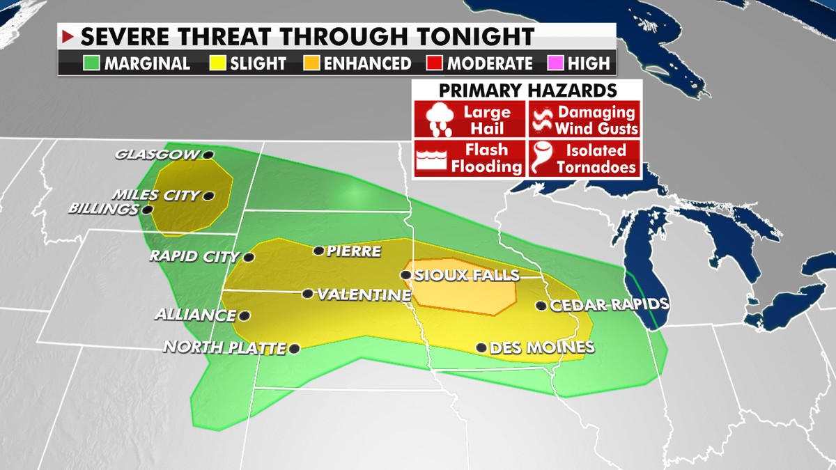 The severe weather threat for Thursday.