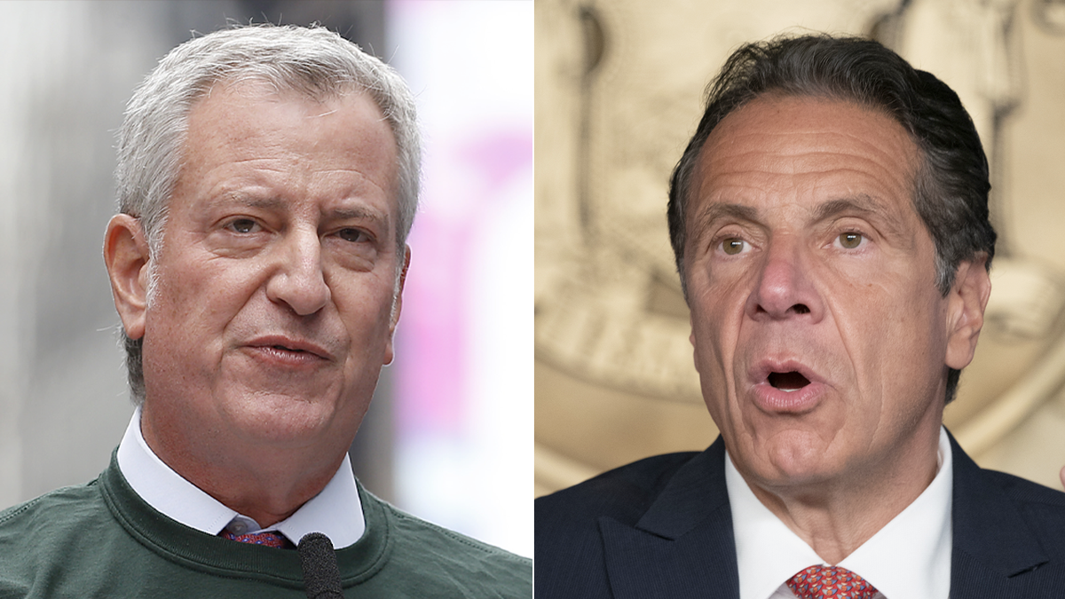 New York City Mayor Bill de Blasio blasted "disgraced" now-former New York Gov. Andrew Cuomo. Getty Images)