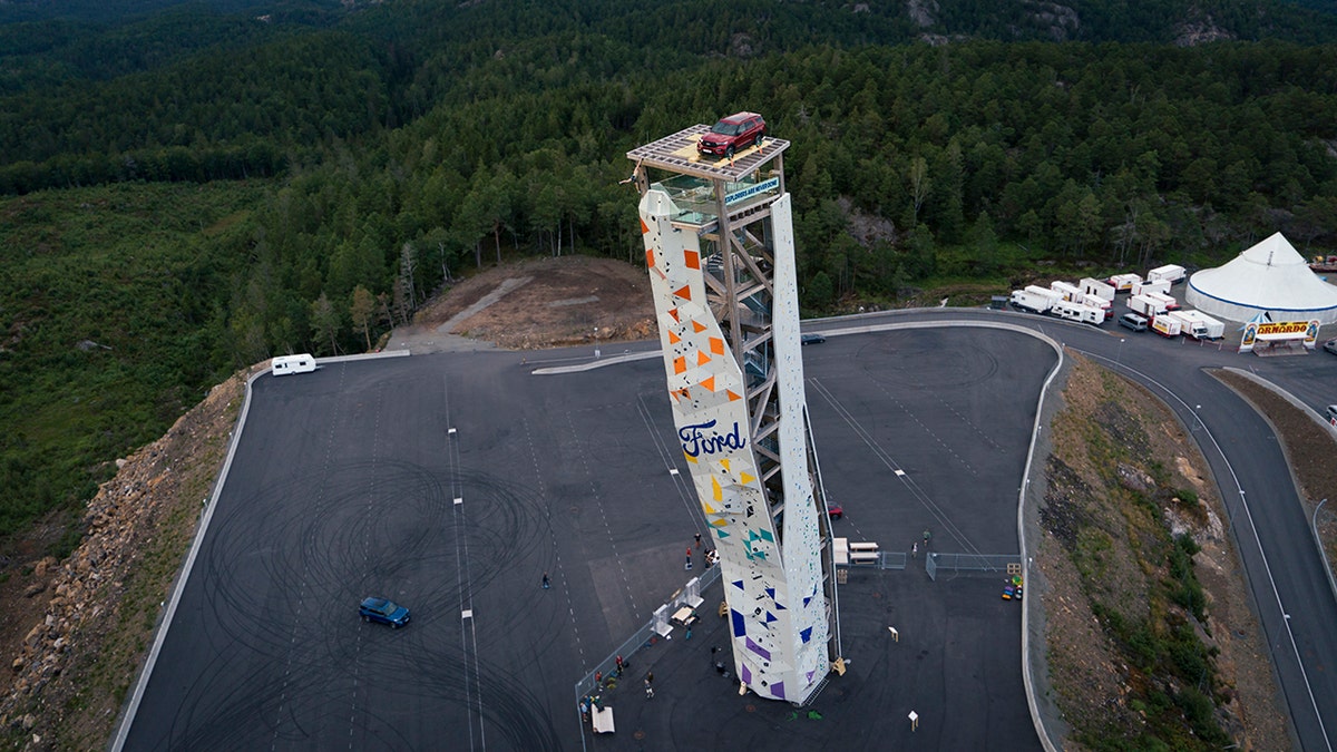 Ford parked an Explorer Plug-In Hybrid atop the tallest free-standing climbing tower in the world and gave it away to the climber that reached it the fastest.