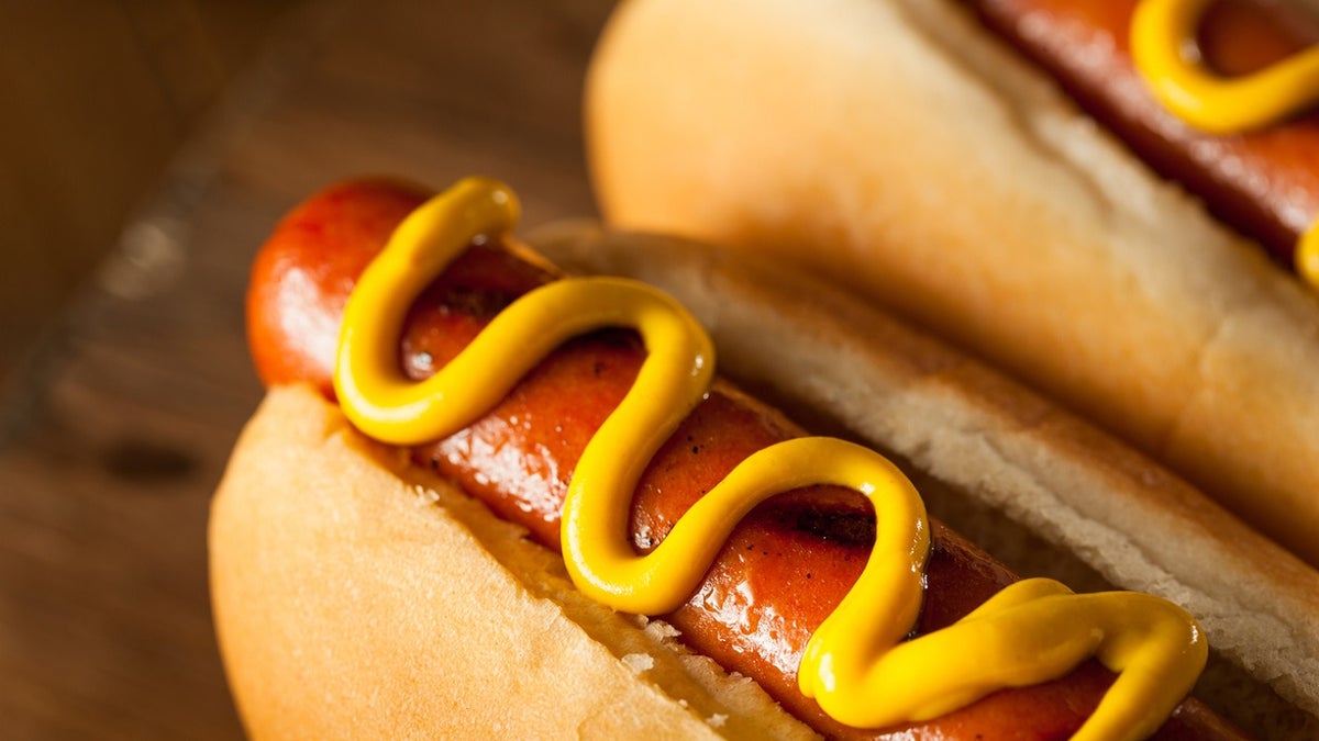 Hot dogs with mustard