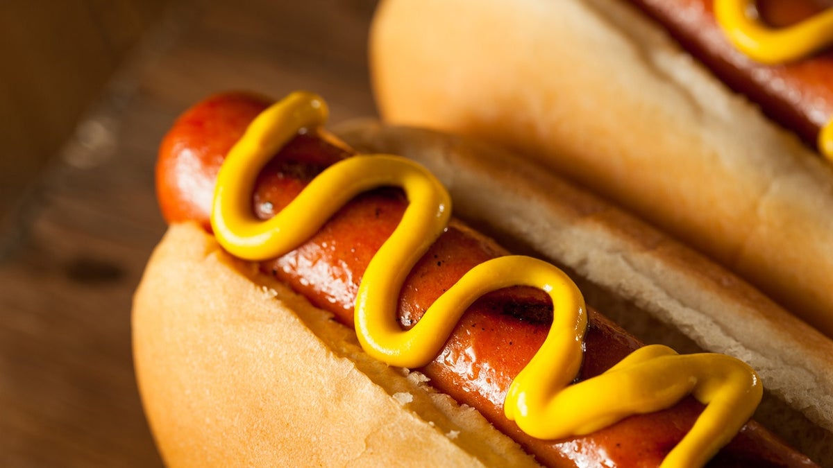 Hot dogs with mustard