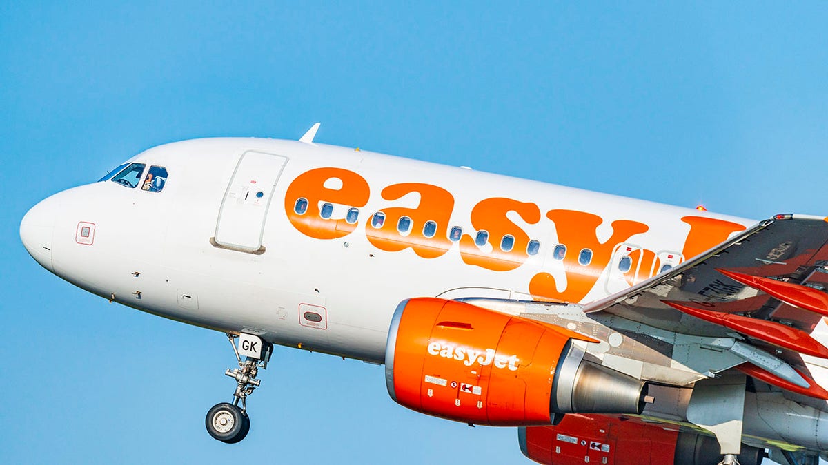 EasyJet Airbus taking off from Amsterdam Airport Schiphol