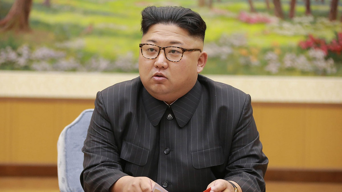 Kim Jong Un North Korean dictator speaks at event in black shirt