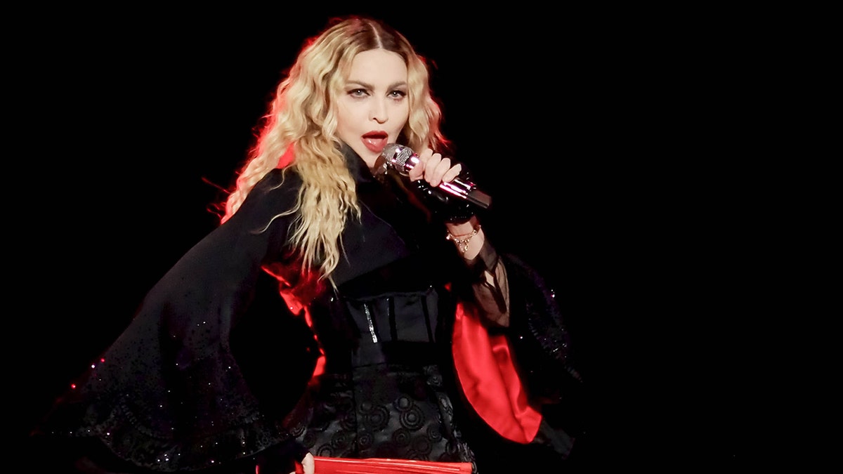 Madonna performs on stage