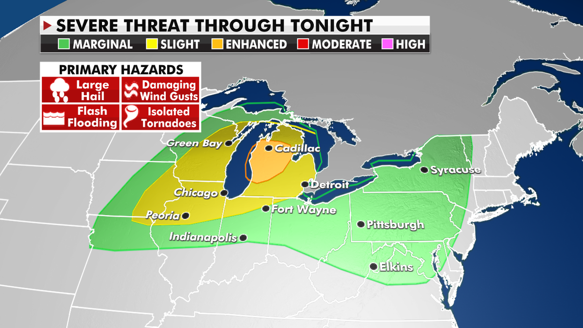 The severe weather threat for Wednesday, Aug. 11. 