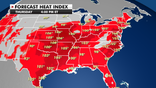 Forecast heat index temperatures for Thursday, August 12.