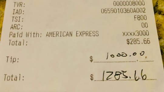 Restaurant praises customer who left $1,000 tip for kitchen staff: 'Long, hard summer'