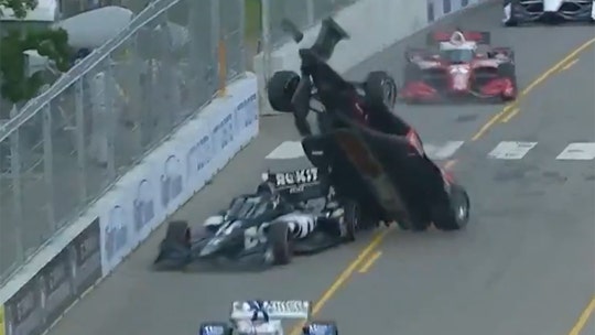 Marcus Ericsson goes airborne to win Nashville Indycar 'wreckfest'