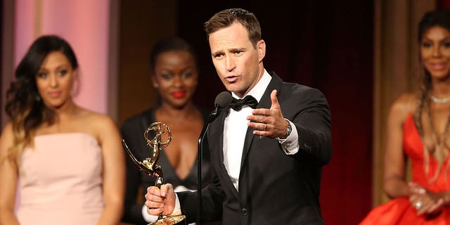 Mike Richards accepts the award for outstanding game show for The Price is Right at the 2016 Daytime Emmy Awards at Westin Bonaventure Hotel on May 1, 2016 in Los Angeles, California.