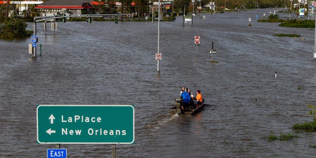 Highway 51 is flooded after Hurricane Ida struck LaPlace, Louisiana, Aug. 30, 2021.