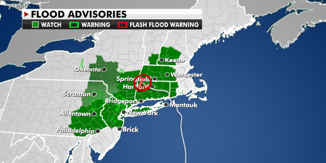 Flood advisories currently in effect in the Northeast.