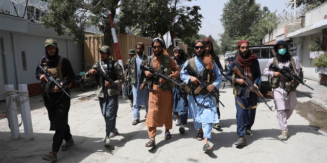 Taliban fighters patrol in the Wazir Akbar Khan neighborhood in the city of Kabul, Afghanistan, Wednesday, Aug. 18, 2021. (AP Photo/Rahmat Gul)