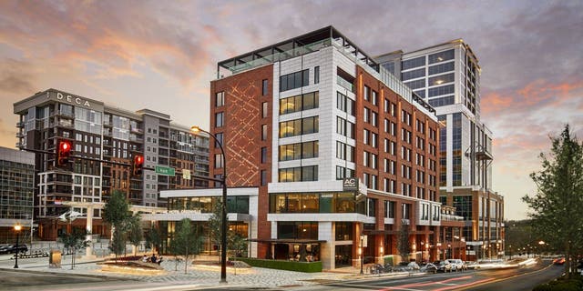 The AC Hotel Greenville Downtown, that’s within walking distance of Falls Park on the Reedy River, the Swamp Rabbit Trail, and the Shoeless Joe Jackson Museum, among many other local draws.