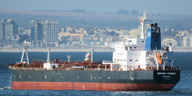 This January 2, 2016 photo shows the Liberian-flagged tanker Mercer Street off Cape Town, South Africa.  The oil tanker linked to an Israeli billionaire was reportedly attacked off the coast of Oman in the Arabian Sea, authorities said on Friday, July 30, 2021, as details of the incident remained few. 