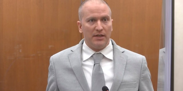 In this June 25, 2021, file image taken from video, former Minneapolis police Officer Derek Chauvin addresses the court as Hennepin County Judge Peter Cahill presides over Chauvin's sentencing at the Hennepin County Courthouse in Minneapolis.