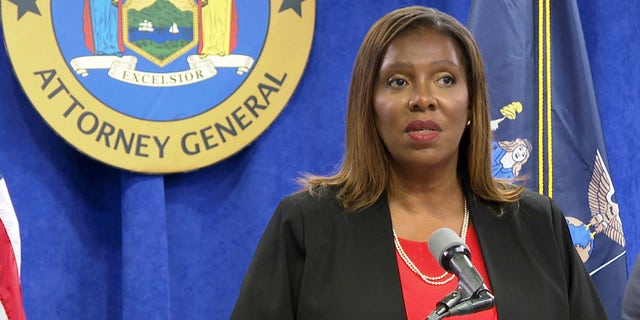 New York State Attorney General Letitia James speaks at a news conference in New York on Aug. 3, 2021. (AP Photo/Ted Shaffrey)