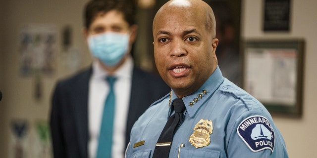 Minneapolis Police Chief Medaria Arradondo at a news conference in February 2021.