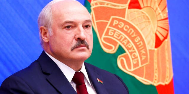 Belarusian President Alexander Lukashenko attends an annual press conference in Minsk, Belarus on Monday, August 9, 2021.