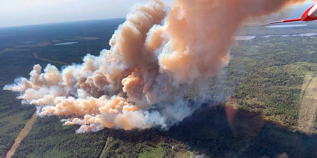 This Aug. 15, 2021, photo provided by U.S. Forest Service-Superior National Forest shows a rapidly growing wildfire in northeastern Minnesota that has prompted some evacuations, the U.S. Forest Service said Monday, Aug. 16, 2021. The fire was spotted around 3 p.m. Sunday near Greenwood Lake, about 15 miles southwest of Isabella, in the Superior National Forest.