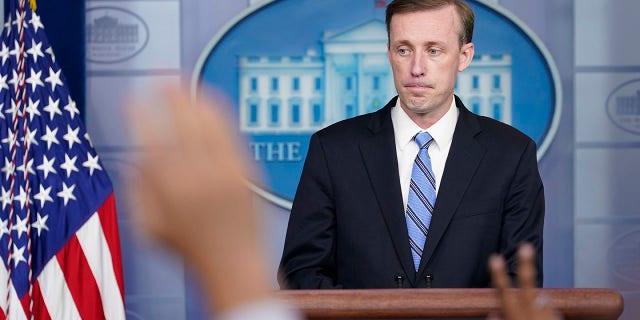 White House National Security Adviser Jake Sullivan listens as he is asked a question during the daily briefing at the White House in Washington, Monday, Aug. 23, 2021.