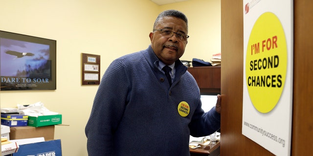 Dennis Gaddy, the co-founder of the Raleigh-based Community Success Initiative, is shown at the door to his office in Raleigh, N.C. in 2019. Gaddy was once behind bars and unable to vote for seven years after his release because he was on probation.