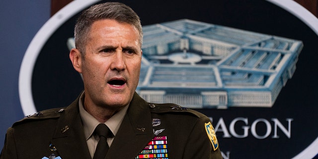 U.S. Army Maj. Gen. William Taylor, Joint Staff Operations, speaks about the situation in Afghanistan during a briefing at the Pentagon in Washington, Friday. (Associated Press)