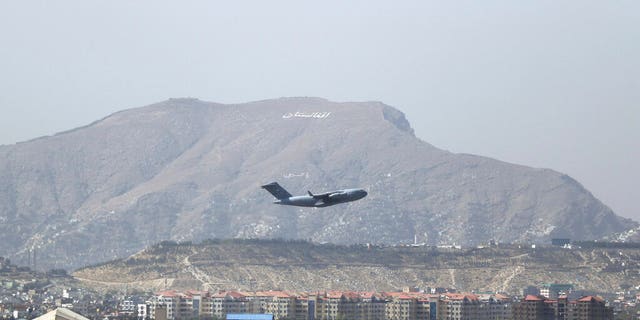 U.S military aircraft takes off at the Hamid Karzai International Airport in Kabul, Afghanistan, Saturday, Aug. 28, 2021. The massive U.S.-led airlift was winding down Saturday ahead of a U.S. deadline to withdraw from Afghanistan by Tuesday. Most allies have completed their own airlifts and flown out after 20 years of deployment in the country. (AP Photo/Wali Sabawoon)