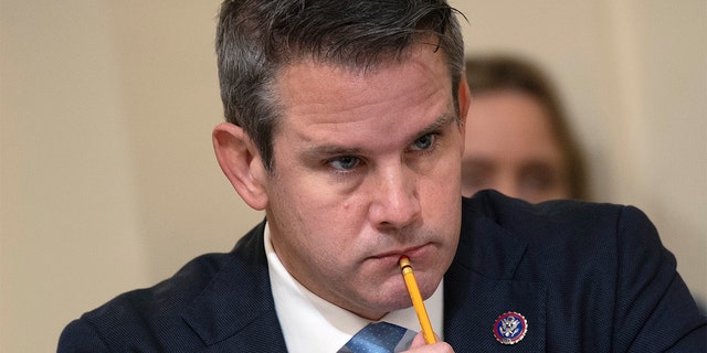 Representative Adam Kinzinger, R-Ill., Listens during the House Select Committee hearing on the January 6 attack on Capitol Hill in Washington, Tuesday, July 27, 2021 (Brendan Smialowski / Pool via AP)