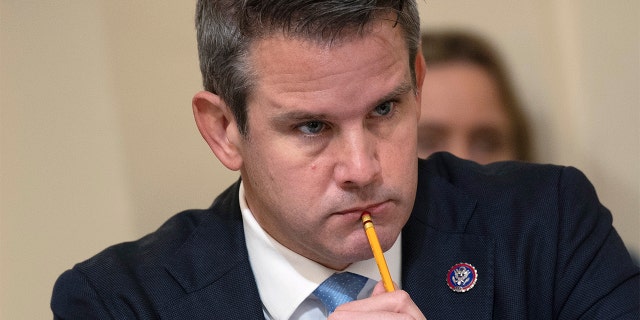 Representative Adam Kinzinger, R-Ill., Listens during the House Select Committee hearing on the January 6 attack on Capitol Hill in Washington, Tuesday, July 27, 2021 (Brendan Smialowski / Pool via AP)