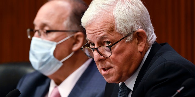 Assembly Judiciary Committee Chair Charles Lavine, speaks as the Judiciary Committee meets to discuss the next steps in its impeachment investigation of Gov, Andrew Cuomo following multiple allegations of sexual harassment Monday, Aug. 9, 2021 in Albany, New York. (AP Photo/Hans Pennink)