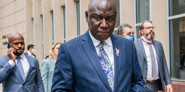 Attorney Ben Crump departs after speaking at a press conference outside of the Diana E. Murphy U.S. Courthouse on July 15, 2020 in Minneapolis, Minnesota. 