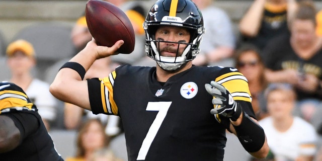 Pittsburgh Steelers quarterback Ben Roethlisberger throws a pass against the Detroit Lions during the first half of an NFL preseason football game Saturday, Aug. 21, 2021, in Pittsburgh.