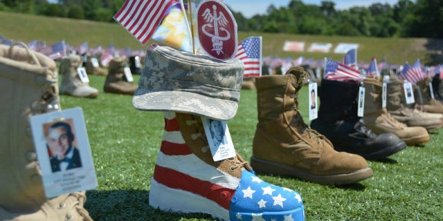 The memorial display of boots on Fort Bragg began in 2014 as a way to commemorate those who have given their all to their nation.